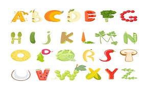 26 vegetables and fruit letter desi